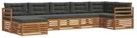 vidaXL Gartenlounge-Set Outdoor-Sofagarnitur mit Kissen 7 pcs Natur und...