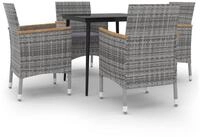 vidaXL Garten-Essgruppe 5-tlg. Garten-Essgruppe mit Auflagen Poly Rattan und...