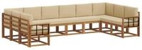 vidaXL Gartenlounge-Set Outdoor-Sofagarnitur mit Kissen 10 pcs Natur und Beige,