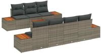 vidaXL Gartenlounge-Set Gartensofa-set mit Kissen 8 pcs Grau Poly Rattan,...
