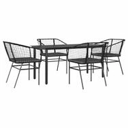 vidaXL Garten-Essgruppe 5-tlg. Garten-Essgruppe mit Kissen Schwarz Poly Rattan...