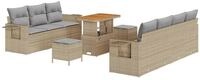 vidaXL Gartenlounge-Set Garten-Sofa-Set 10 pcs Beige Poly-Rattan, (10-tlg)
