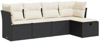 vidaXL Gartenlounge-Set 5-tlg. Garten-Sofagarnitur mit Kissen Schwarz Poly...