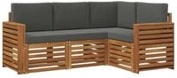 vidaXL Gartenlounge-Set Sofagarnituren 4 pcs Natur und Anthrazit Massivholz,...