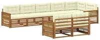 vidaXL Gartenlounge-Set Outdoor-Sofagarnitur mit Kissen 8 pcs Natur und Creme,