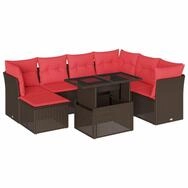vidaXL Gartenlounge-Set 8-teiliges Gartensofa-Set mit Kissen, braun, Polyrattan,