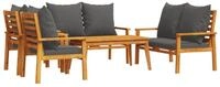 vidaXL Gartenlounge-Set 5-tlg. Garten-Lounge-Set mit Kissen Massivholz, (1-tlg)