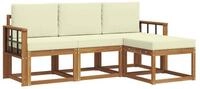vidaXL Gartenlounge-Set Outdoor-Sofagarnitur mit Kissen 4 pcs Natur und Creme,