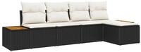 vidaXL Gartenlounge-Set Gartensofa-set mit Kissen 5 pcs Schwarz Poly Rattan,...