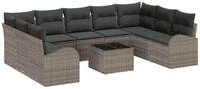 vidaXL Gartenlounge-Set Gartensofa-set mit Kissen mit Speicher 10 pcs Grau