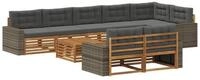 vidaXL Gartenlounge-Set Outdoor-Sofagarnitur mit Kissen 9 pcs, (9-tlg)