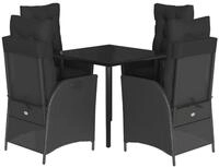 vidaXL Garten-Essgruppe 5-tlg. Garten-Essgruppe mit Kissen Schwarz Poly Rattan,