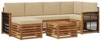 vidaXL Gartenlounge-Set Ecksofa Set 6 pcs Natur Massives nholz und Polyester,...