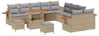 vidaXL Loungesofa Gartensofa-set mit Kissen 17 pcs Beige und Hellgrau Poly-Rattan, 17