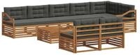 vidaXL Gartenlounge-Set Outdoor-Sofagarnitur mit Kissen 9 pcs Natur und...