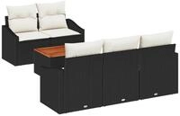 vidaXL Gartenlounge-Set Gartensofa-set mit Kissen 6 pcs Schwarz Poly-Rattan,...