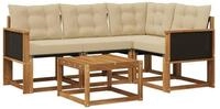 vidaXL Gartenlounge-Set Outdoor-Sofagarnitur mit Kissen 5 pcs Natur und Beige,