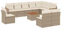 vidaXL Gartenlounge-Set 11-tlg. Garten-Sofagarnitur mit Kissen Beige Poly...