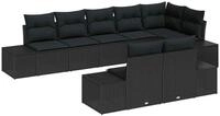 vidaXL Gartenlounge-Set Gartensofa-set mit Speicher 8 pcs Schwarz Poly Rattan,
