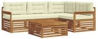 vidaXL Gartenlounge-Set Outdoor-Sofagarnitur mit Kissen 5 pcs Natur und Creme,