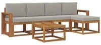 vidaXL Gartenlounge-Set Outdoor-Sofagarnitur mit Kissen 6 pcs Nat&uuml;rlich und