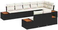 vidaXL Gartenlounge-Set Gartensofa-set mit Kissen 8 pcs Schwarz Poly Rattan,...