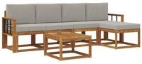 vidaXL Gartenlounge-Set Outdoor-Sofagarnitur mit Kissen 6 pcs Nat&uuml;rlich und