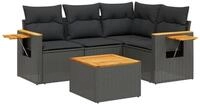 vidaXL Gartenlounge-Set 5-tlg. Garten-Sofagarnitur mit Kissen Schwarz Poly...