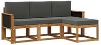vidaXL Gartenlounge-Set Outdoor-Sofagarnitur mit Kissen 4 pcs Natur und Anthrazit,
