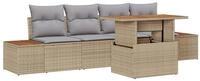 vidaXL Gartenlounge-Set Garten-Sofa-Set mit Speicher 5 pcs Beige Poly Rattan,...