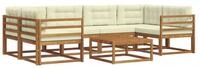 vidaXL Gartenlounge-Set Outdoor-Sofagarnitur 7 pcs Natur und Creme, (7-tlg)