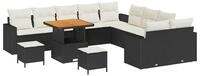 vidaXL Gartenlounge-Set Gartensofa-set 13 pcs Schwarz Poly-Rattan, (13-tlg)