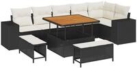 vidaXL Gartenlounge-Set Gartensofa-set mit Kissen 9 pcs Schwarz Poly-Rattan,...