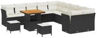 vidaXL Gartenlounge-Set Gartensofa-set 13 pcs Schwarz Poly-Rattan, (13-tlg)