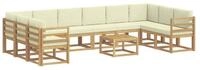 vidaXL Gartenlounge-Set Outdoor-Sofagarnitur mit Kissen 11 pcs Wei&szlig; und Creme,
