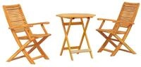 vidaXL Gartenlounge-Set Klapp Bistro Set 3 pcs Braun Massivholz, (3-tlg)