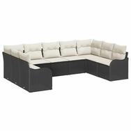 vidaXL Gartenlounge-Set Gartensofa-set 9 pcs Schwarz Poly-Rattan, (9-tlg)