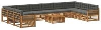 vidaXL Gartenlounge-Set Sofagarnituren mit Kissen 11 pcs Massivholz, (11-tlg)