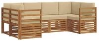 vidaXL Gartensofa Ecksofa Set mit Kissen 6 pcs Natur, 6 Teile