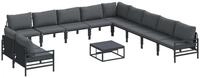 vidaXL Gartenlounge-Set Gartensofa-set mit Kissen 12 pcs Schwarz Stahl, (12-tlg)