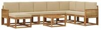 vidaXL Gartenlounge-Set Outdoor-Sofagarnitur 9 pcs Natur und Beige Massivholz,