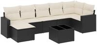 vidaXL Sofaelement 8-tlg. Garten-Sofagarnitur mit Kissen Schwarz Poly Rattan (1...