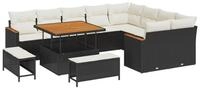 vidaXL Gartenlounge-Set Gartensofa-set 12 pcs Schwarz Poly-Rattan, (12-tlg)