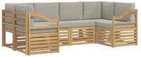 vidaXL Gartensofa Ecksofa Set 6 pcs Wei&szlig; und Hellgrau 245 x 126,5 x 73 cm, 6 Teile