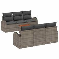 vidaXL Gartenlounge-Set Gartensofa-set mit Kissen 7 pcs Grau Poly-Rattan,...