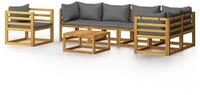 vidaXL Gartenlounge-Set, 7-tlg. Lounge Set mit Auflagen Massivholz Akazie