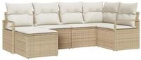 vidaXL Gartenlounge-Set Sofa Set 8 pcs Beige Poly-Rattan, (8-tlg)
