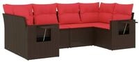 vidaXL Gartenlounge-Set 6-teiliges Gartensofa-Set mit Kissen, braun, Polyrattan,