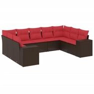 vidaXL Gartenlounge-Set 9-teiliges Gartensofa-Set mit Kissen, braun, Polyrattan,