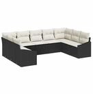 vidaXL Gartenlounge-Set Gartensofa-set mit Speicher 9 pcs Schwarz und Creme